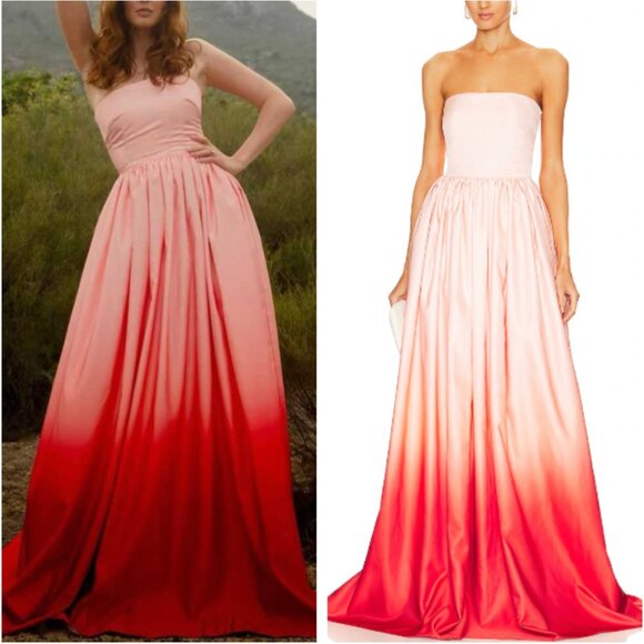 SAU LEE Revolve Teigen Gown Maxi Dress Sz0 Blush Red Ombre Event Party Cocktail - Picture 2 of 16